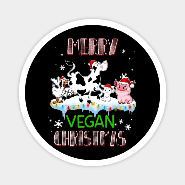 Cute Animals Merry Vegan Christmas Magnet by Dunnhlpp